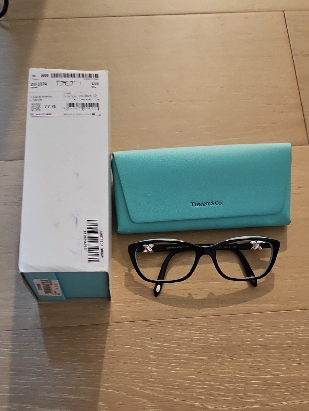 Tiffany & Co. Black Cat-Eye Glasses with Signature Tiffany Blue Case - Picture 2 of 9